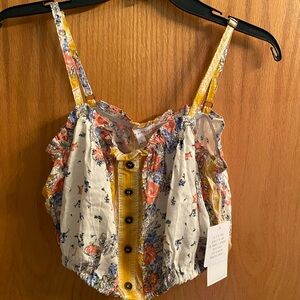NWT coco + jaimeson floral crop top Sz L